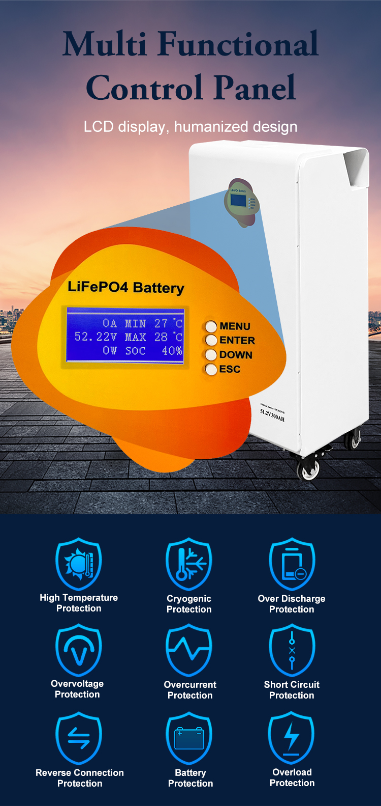 15kWh High-Capacity Wall-Mounted LiFePO4 Battery - 5